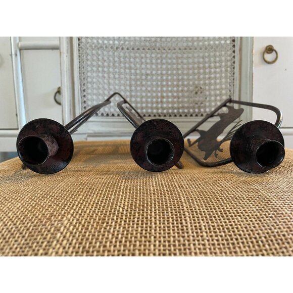 Metal 3 Taper Candle Holder Elk Zig Zag Design Candelabra, Outdoor, Rustic Decor - Picture 4 of 7